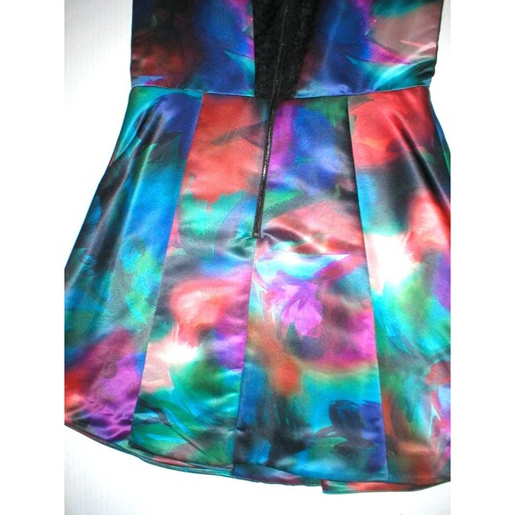 New Womens 10 NWT Designer Dress Alice + Olivia Watercolor Dress Lace Back Prett - Picture 8 of 9